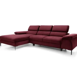 Garnero Arredamenti Divano letto regolabile angolare sinistra 4 posti 288x182cm tessuto rosso bordeaux Loungey Tessuto Vellutato Vogue Bordeaux Best