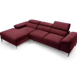 Garnero Arredamenti Divano letto regolabile angolare sinistra 4 posti 288x182cm tessuto rosso bordeaux Loungey Tessuto Vellutato Vogue Bordeaux Best