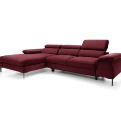 Garnero Arredamenti Divano letto regolabile angolare sinistra 4 posti 288x182cm tessuto rosso bordeaux Loungey Tessuto Vellutato Vogue Bordeaux Best