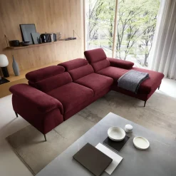 Garnero Arredamenti Divano letto regolabile angolare destra 4 posti 288x182cm tessuto rosso bordeaux Loungey Tessuto Vellutato Vogue Bordeaux Outlet