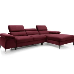 Garnero Arredamenti Divano letto regolabile angolare destra 4 posti 288x182cm tessuto rosso bordeaux Loungey Tessuto Vellutato Vogue Bordeaux Outlet