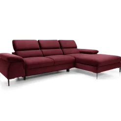 Garnero Arredamenti Divano letto regolabile angolare destra 4 posti 288x182cm tessuto rosso bordeaux Loungey Tessuto Vellutato Vogue Bordeaux Outlet
