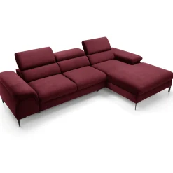 Garnero Arredamenti Divano letto regolabile angolare destra 4 posti 288x182cm tessuto rosso bordeaux Loungey Tessuto Vellutato Vogue Bordeaux Outlet