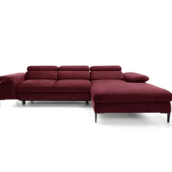 Garnero Arredamenti Divano letto regolabile angolare destra 4 posti 288x182cm tessuto rosso bordeaux Loungey Tessuto Vellutato Vogue Bordeaux Outlet