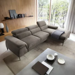 Garnero Arredamenti Divano letto regolabile angolare destra 4 posti 288x182cm tessuto beige Loungey Tessuto Vellutato Vogue Beige Outlet