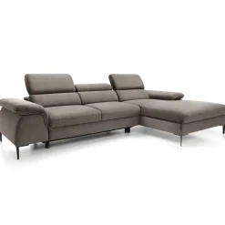 Garnero Arredamenti Divano letto regolabile angolare destra 4 posti 288x182cm tessuto beige Loungey Tessuto Vellutato Vogue Beige Outlet