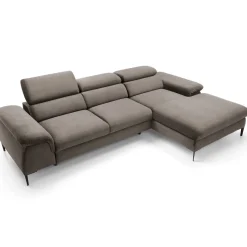 Garnero Arredamenti Divano letto regolabile angolare destra 4 posti 288x182cm tessuto beige Loungey Tessuto Vellutato Vogue Beige Outlet