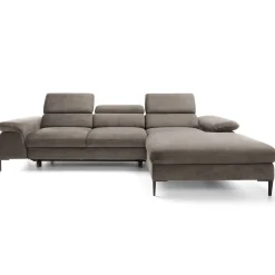 Garnero Arredamenti Divano letto regolabile angolare destra 4 posti 288x182cm tessuto beige Loungey Tessuto Vellutato Vogue Beige Outlet