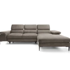 Garnero Arredamenti Divano letto regolabile angolare destra 4 posti 288x182cm tessuto beige Loungey Tessuto Vellutato Vogue Beige Outlet