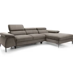 Garnero Arredamenti Divano letto regolabile angolare destra 4 posti 288x182cm tessuto beige Loungey Tessuto Vellutato Vogue Beige Outlet