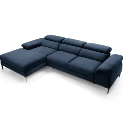 Garnero Arredamenti Divano letto regolabile angolare sinistra 4 posti 288x182cm tessuto blu Loungey Tessuto Vellutato Vogue Blu Discount