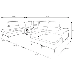 Garnero Arredamenti Divano letto regolabile angolare destro 5 posti 353x214cm tessuto giallo senape Calmora Tessuto Vellutato Vogue Giallo Senape Sale