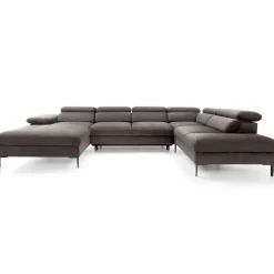 Garnero Arredamenti Divano letto regolabile angolare destro 5 posti 353x214cm tessuto tortora scuro Calmora Tessuto Vellutato Vogue Tortora Scuro Online