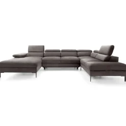 Garnero Arredamenti Divano letto regolabile angolare destro 5 posti 353x214cm tessuto tortora scuro Calmora Tessuto Vellutato Vogue Tortora Scuro Online