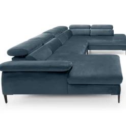 Garnero Arredamenti Divano letto regolabile angolare destro 5 posti 353x214cm tessuto azzurro Calmora Tessuto Vellutato Vogue Azzurro Clearance