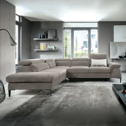 Garnero Arredamenti Divano letto regolabile angolare sinistra 5 posti 280x214cm tessuto tortora Snuggity Tessuto Vellutato Vogue Tortora Hot