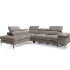 Garnero Arredamenti Divano letto regolabile angolare sinistra 5 posti 280x214cm tessuto tortora Snuggity Tessuto Vellutato Vogue Tortora Hot