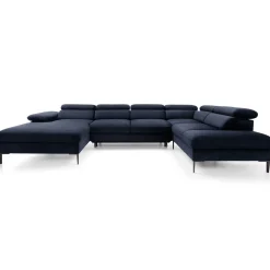 Garnero Arredamenti Divano letto regolabile angolare destro 5 posti 353x214cm tessuto blu Calmora Tessuto Vellutato Vogue Blu Hot