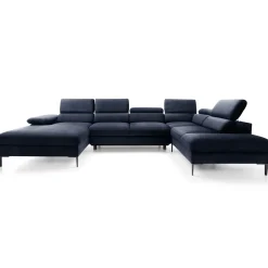 Garnero Arredamenti Divano letto regolabile angolare destro 5 posti 353x214cm tessuto blu Calmora Tessuto Vellutato Vogue Blu Hot