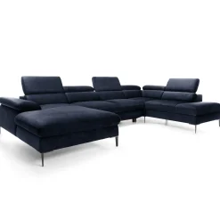 Garnero Arredamenti Divano letto regolabile angolare destro 5 posti 353x214cm tessuto blu Calmora Tessuto Vellutato Vogue Blu Hot