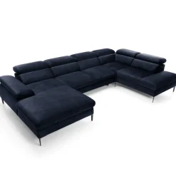 Garnero Arredamenti Divano letto regolabile angolare destro 5 posti 353x214cm tessuto blu Calmora Tessuto Vellutato Vogue Blu Hot