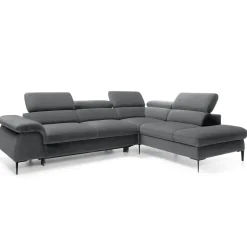 Garnero Arredamenti Divano letto regolabile angolare destra 5 posti 280x214cm tessuto grigio Snuggity Tessuto Vellutato Vogue Grigio New