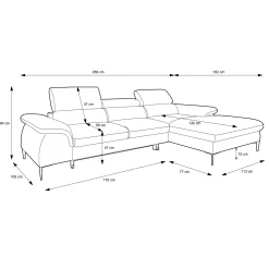 Garnero Arredamenti Divano letto regolabile angolare destra 4 posti 288x182cm tessuto marrone Loungey Tessuto Vellutato Vogue Marrone