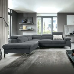 Garnero Arredamenti Divano letto regolabile angolare sinistra 5 posti 280x214cm tessuto grigio Snuggity Tessuto Vellutato Vogue Grigio Sale