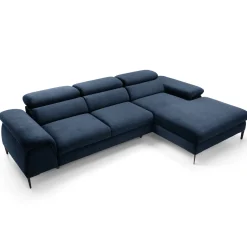 Garnero Arredamenti Divano letto regolabile angolare destra 4 posti 288x182cm tessuto blu Loungey Tessuto Vellutato Vogue Blu