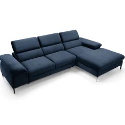 Garnero Arredamenti Divano letto regolabile angolare destra 4 posti 288x182cm tessuto blu Loungey Tessuto Vellutato Vogue Blu