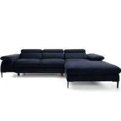 Garnero Arredamenti Divano letto regolabile angolare destra 4 posti 288x182cm tessuto blu Loungey Tessuto Vellutato Vogue Blu