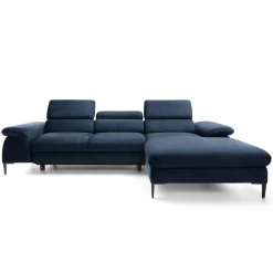 Garnero Arredamenti Divano letto regolabile angolare destra 4 posti 288x182cm tessuto blu Loungey Tessuto Vellutato Vogue Blu