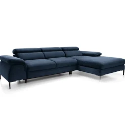Garnero Arredamenti Divano letto regolabile angolare destra 4 posti 288x182cm tessuto blu Loungey Tessuto Vellutato Vogue Blu