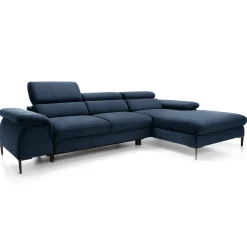 Garnero Arredamenti Divano letto regolabile angolare destra 4 posti 288x182cm tessuto blu Loungey Tessuto Vellutato Vogue Blu