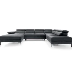 Garnero Arredamenti Divano letto regolabile angolare destro 5 posti 353x214cm tessuto grigio scuro Calmora Tessuto Vellutato Vogue Grigio Scuro Hot