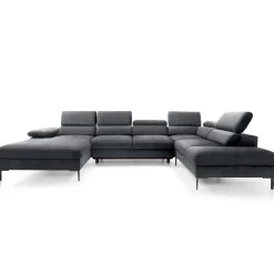 Garnero Arredamenti Divano letto regolabile angolare destro 5 posti 353x214cm tessuto grigio scuro Calmora Tessuto Vellutato Vogue Grigio Scuro Hot