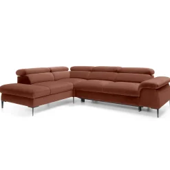 Garnero Arredamenti Divano letto regolabile angolare sinistra 5 posti 280x214cm tessuto arancio corallo Snuggity Tessuto Vellutato Vogue Corallo Online