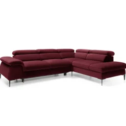 Garnero Arredamenti Divano letto regolabile angolare destra 5 posti 280x214cm tessuto rosso bordeaux Snuggity Tessuto Vellutato Vogue Bordeaux Best