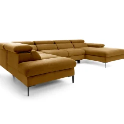 Garnero Arredamenti Divano letto regolabile angolare sinistro 5 posti 353x214cm tessuto giallo senape Calmora Tessuto Vellutato Vogue Giallo Senape Outlet