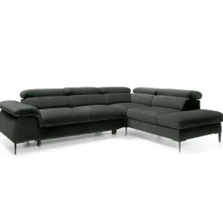 Garnero Arredamenti Divano letto regolabile angolare destra 5 posti 280x214cm tessuto verde Snuggity Tessuto Vellutato Vogue Verde Discount