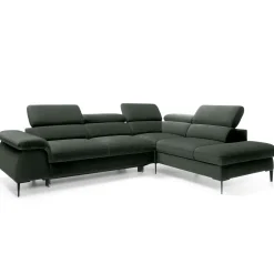 Garnero Arredamenti Divano letto regolabile angolare destra 5 posti 280x214cm tessuto verde Snuggity Tessuto Vellutato Vogue Verde Discount