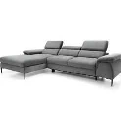 Garnero Arredamenti Divano letto regolabile angolare sinistra 4 posti 288x182cm tessuto grigio chiaro Loungey Tessuto Vellutato Vogue Grigio Chiaro Discount