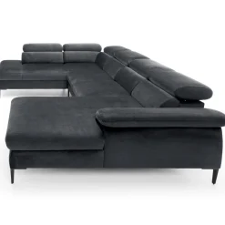 Garnero Arredamenti Divano letto regolabile angolare sinistro 5 posti 353x214cm tessuto grigio scuro Calmora Tessuto Vellutato Vogue Grigio Scuro Outlet