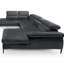Garnero Arredamenti Divano letto regolabile angolare sinistro 5 posti 353x214cm tessuto grigio scuro Calmora Tessuto Vellutato Vogue Grigio Scuro Outlet