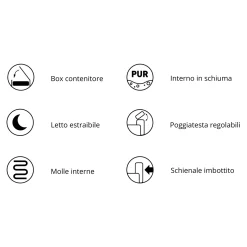 Garnero Arredamenti Divano letto regolabile angolare sinistro 5 posti 353x214cm tessuto grigio scuro Calmora Tessuto Vellutato Vogue Grigio Scuro Outlet