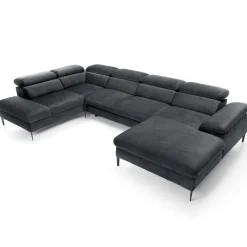 Garnero Arredamenti Divano letto regolabile angolare sinistro 5 posti 353x214cm tessuto grigio scuro Calmora Tessuto Vellutato Vogue Grigio Scuro Outlet
