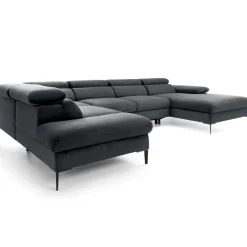 Garnero Arredamenti Divano letto regolabile angolare sinistro 5 posti 353x214cm tessuto grigio scuro Calmora Tessuto Vellutato Vogue Grigio Scuro Outlet