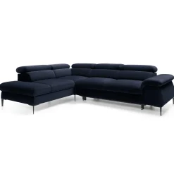 Garnero Arredamenti Divano letto regolabile angolare sinistra 5 posti 280x214cm tessuto blu Snuggity Tessuto Vellutato Vogue Blu Discount