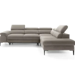 Garnero Arredamenti Divano letto regolabile angolare destra 5 posti 280x214cm tessuto tortora Snuggity Tessuto Vellutato Vogue Tortora Online