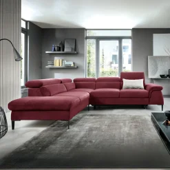 Garnero Arredamenti Divano letto regolabile angolare sinistra 5 posti 280x214cm tessuto rosso bordeaux Snuggity Tessuto Vellutato Vogue Bordeaux Discount
